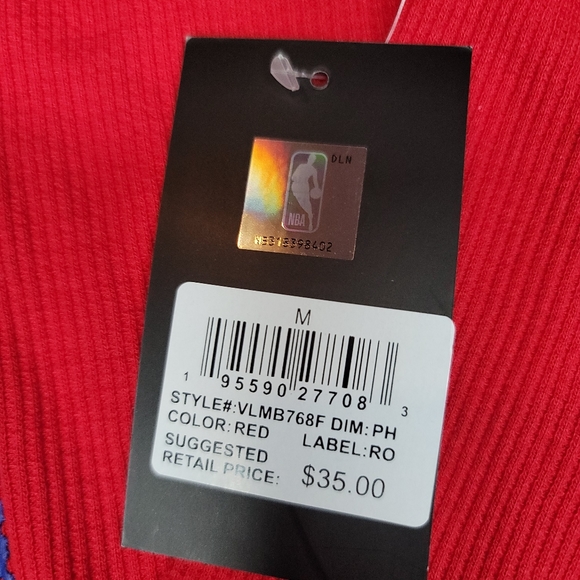 Philadelphia 76ers Red Thermal Shirt UNK NBA Long Sleeve Waffle Knit Men Medium. - Picture 5 of 6